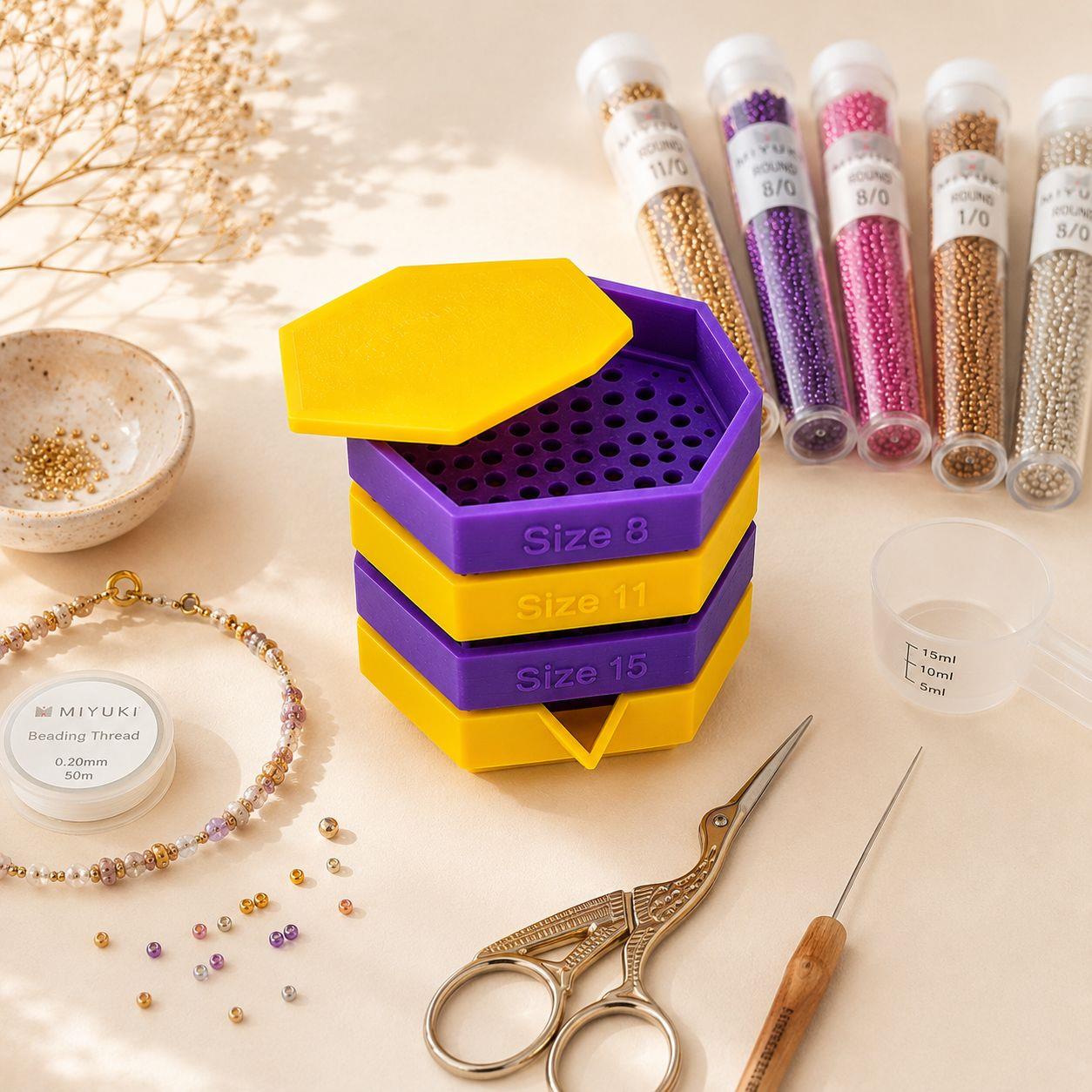 Boncuk Ölçü Süzgeçleyici Set - (Size 8/0 - 11/0 - 15/0)