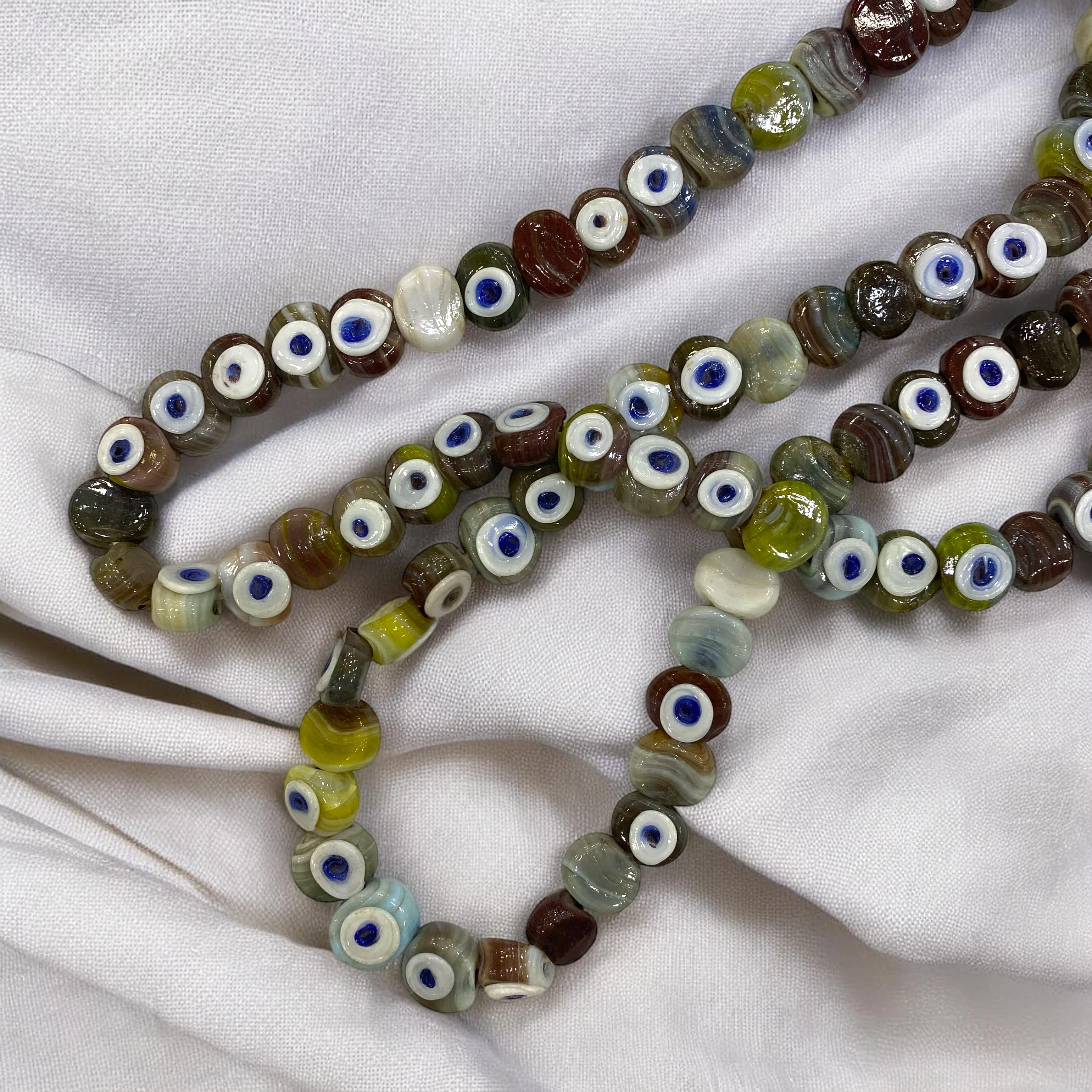 Cam El İşi Dana Göz Boncuk Küçük Boy Ebruli Coffe