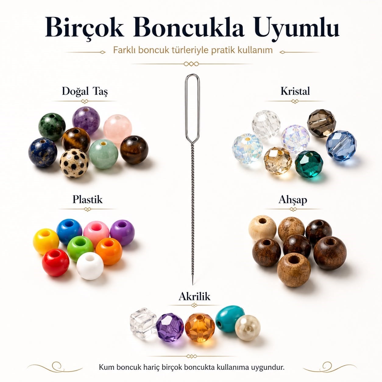 Çelik Burgulu Boncuk Dizim İğnesi