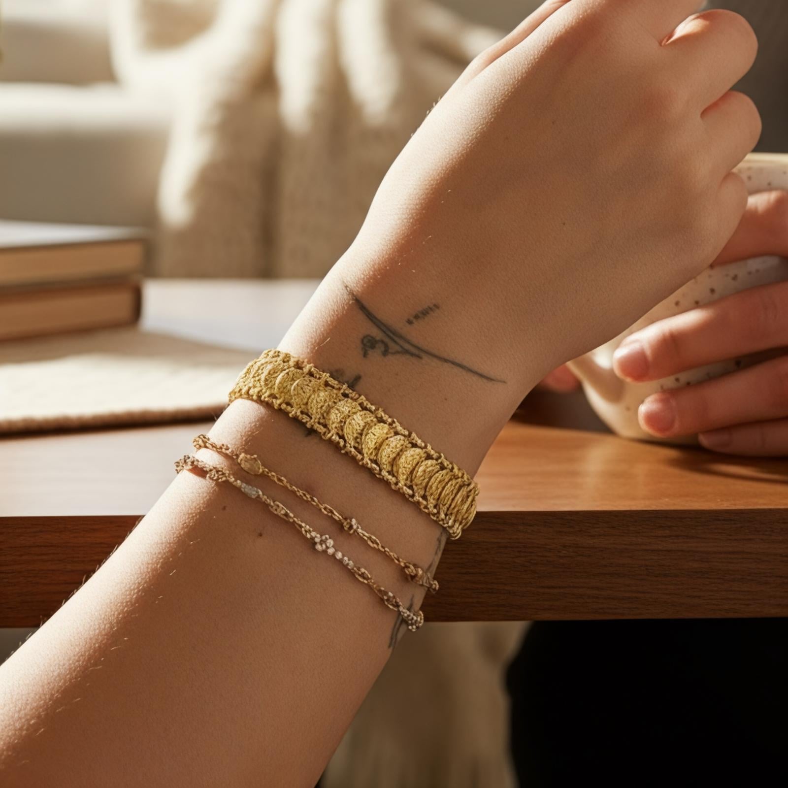 Çelik Tuğralı Altın Bilezik