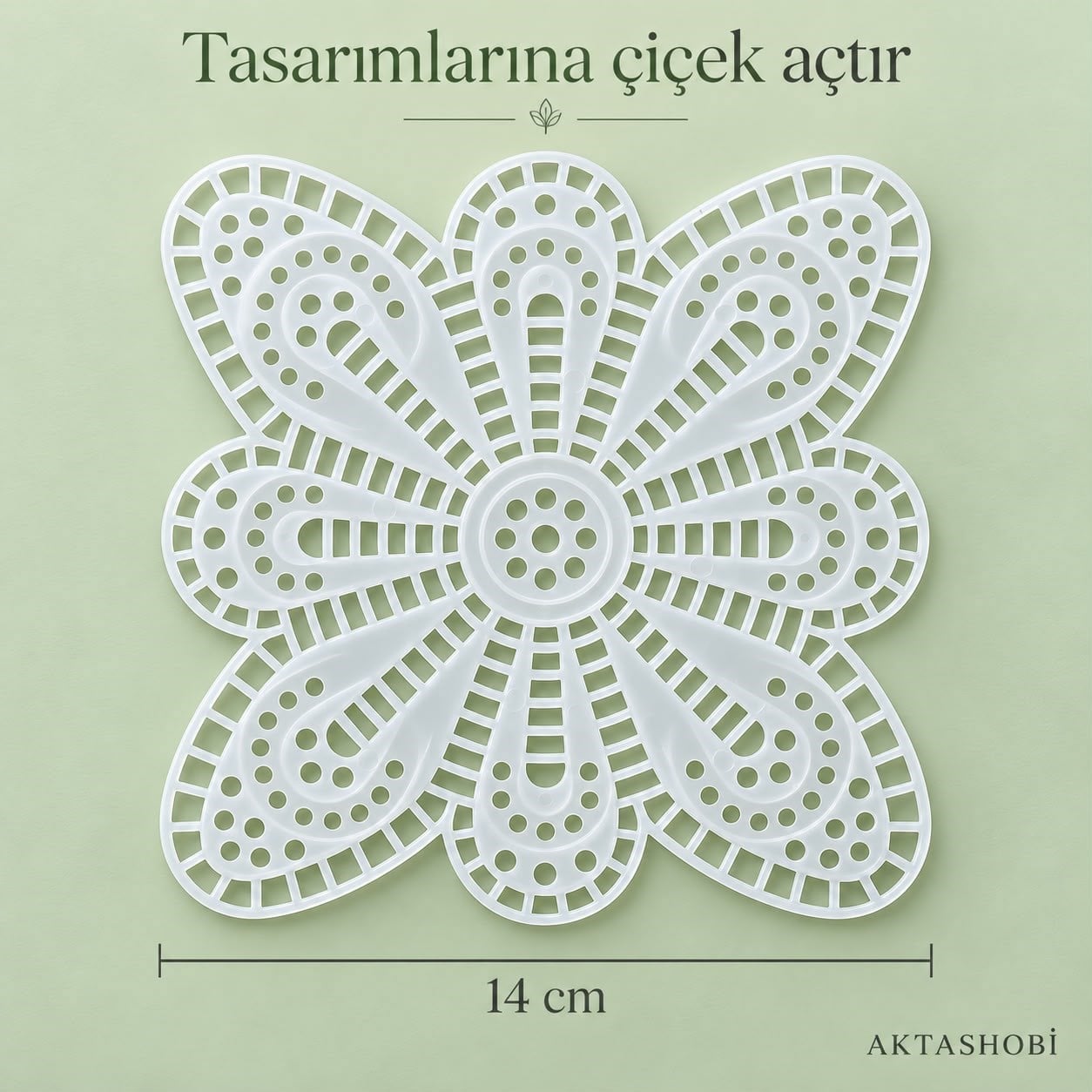 Çiçek Şekilli Plastik Kanvas – 14 CM