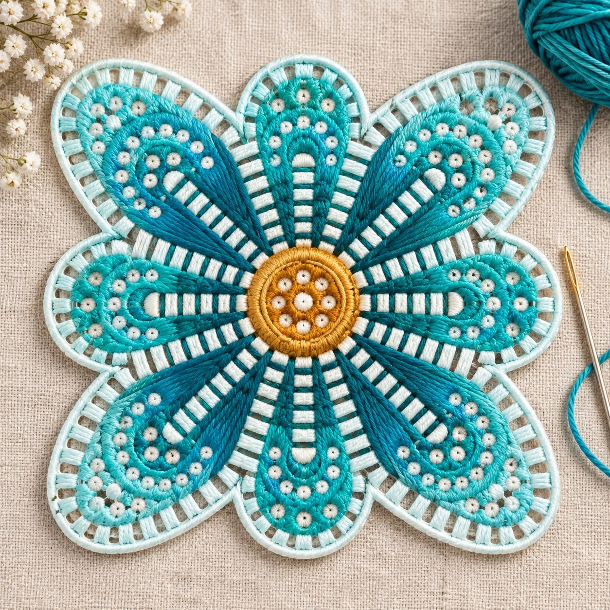 Çiçek Şekilli Plastik Kanvas – 14 CM