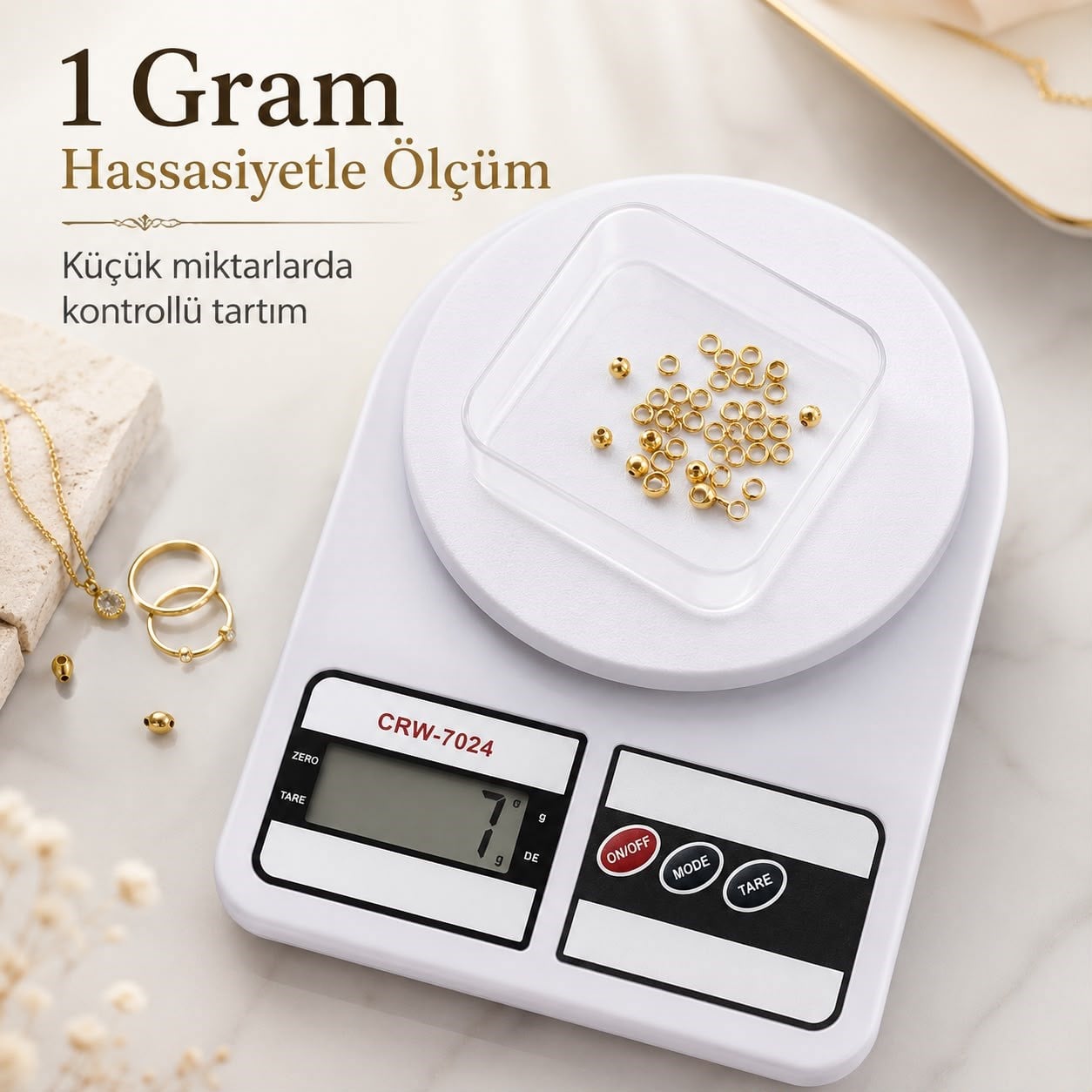 Crown CRW-7024 10KG. Kapasite Dijital Hassas Terazi (1 Gram Hassasiyet)