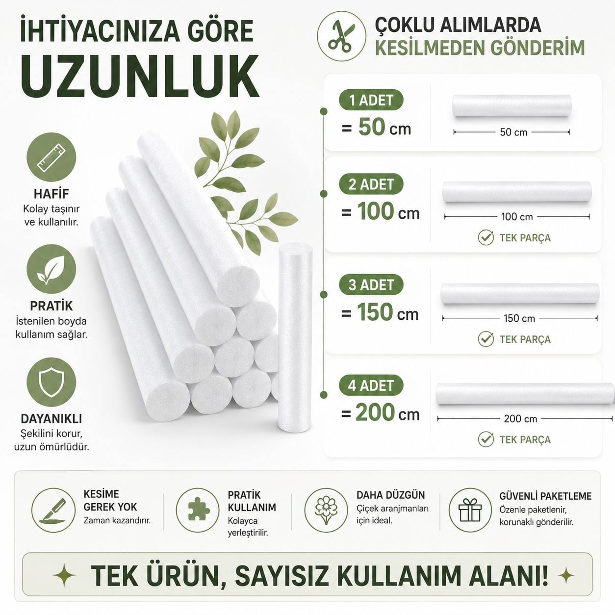 Dekoratif Köpük Destek Çubuğu – İstenilen Uzunlukta