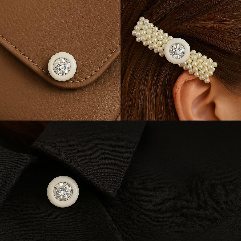 Delikli Taş İşlemeli Yuvarlak Aksesuar 5li Paket