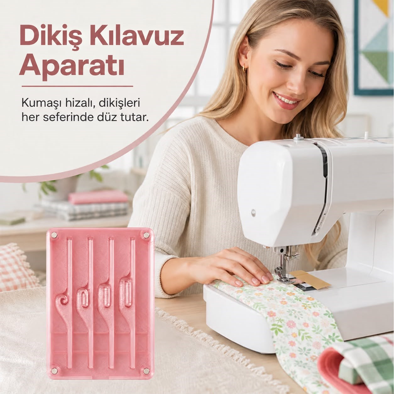 DikişHiza Pro – Çok Ölçülü Dikiş Makinesi Kılavuz Seti + Stant