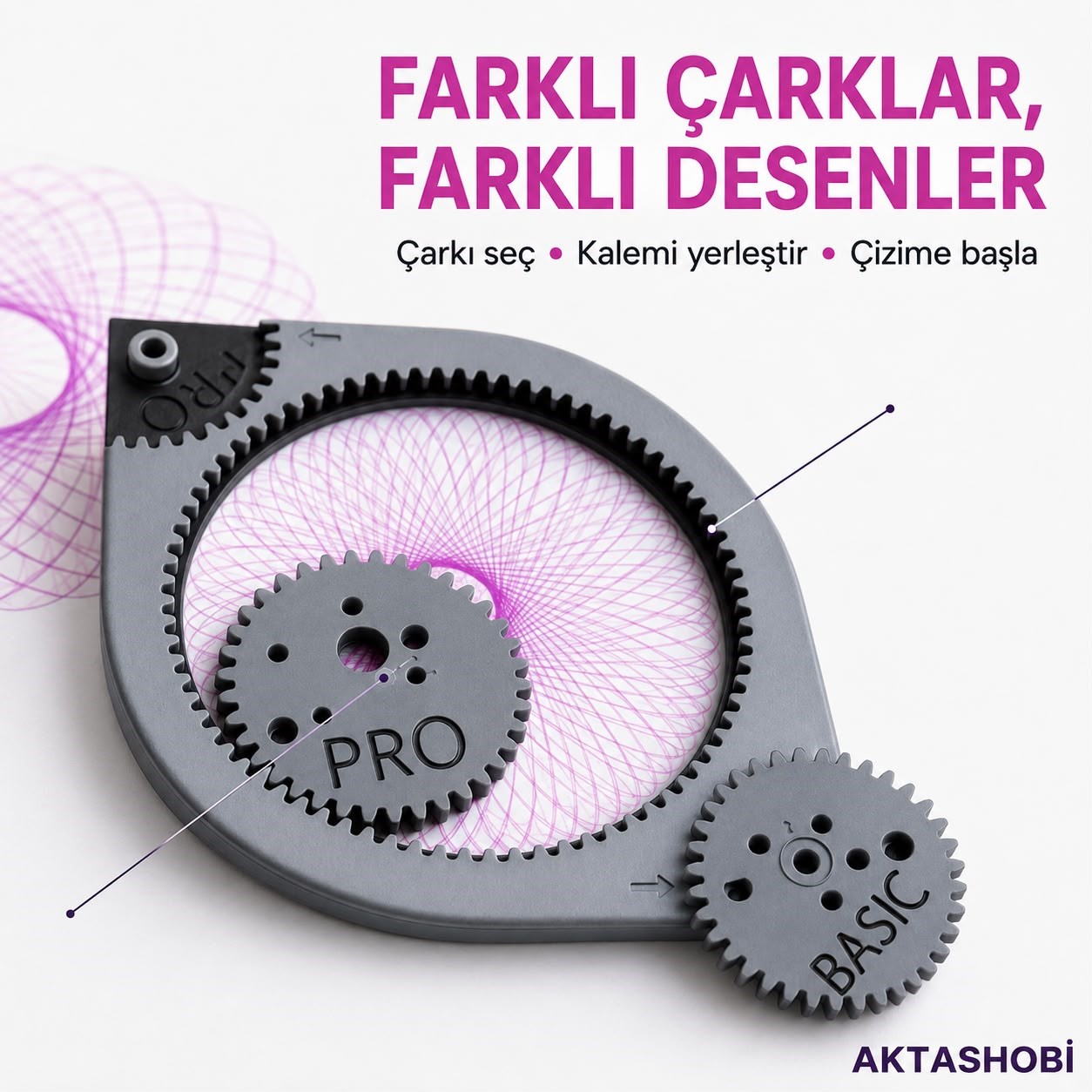 Dişli Çarklı Spiral Çizim Seti Pro ve Basic