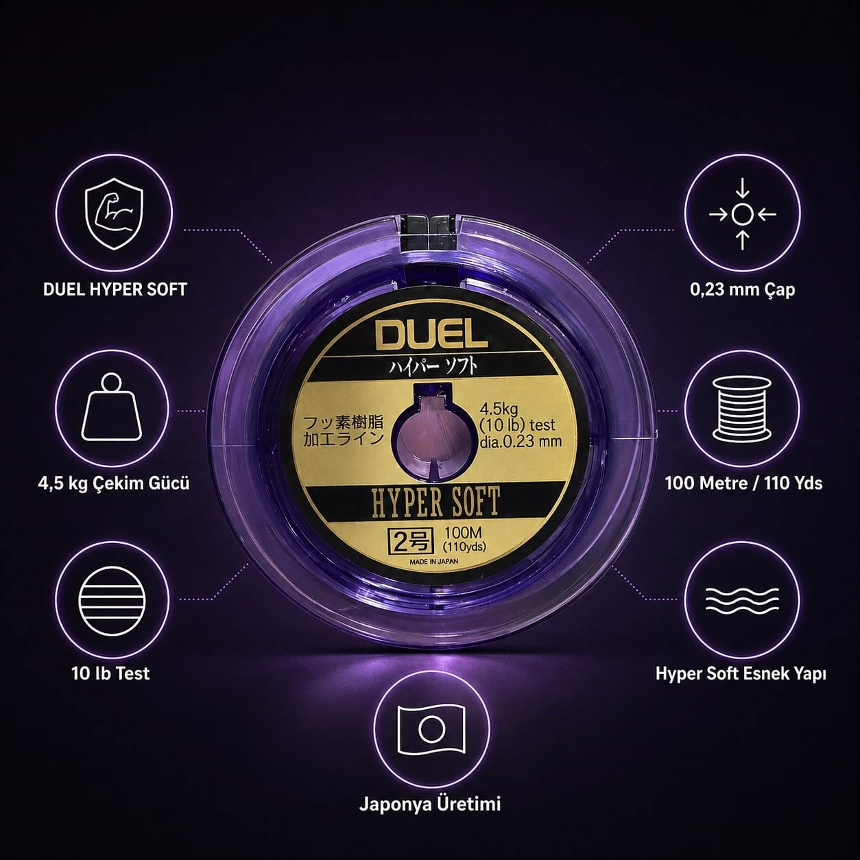 DUEL Hyper Soft Şeffaf Misina – 0,23 mm Çok Kuvvetli