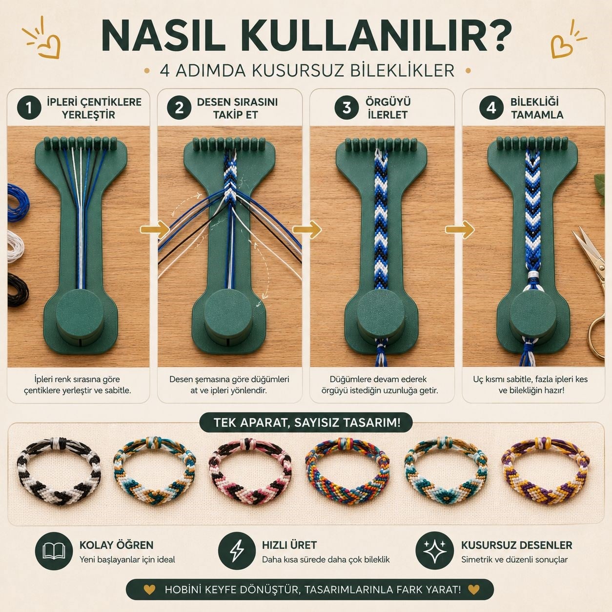Düğüm Ustası – Friendship Bracelet Maker Aparatı
