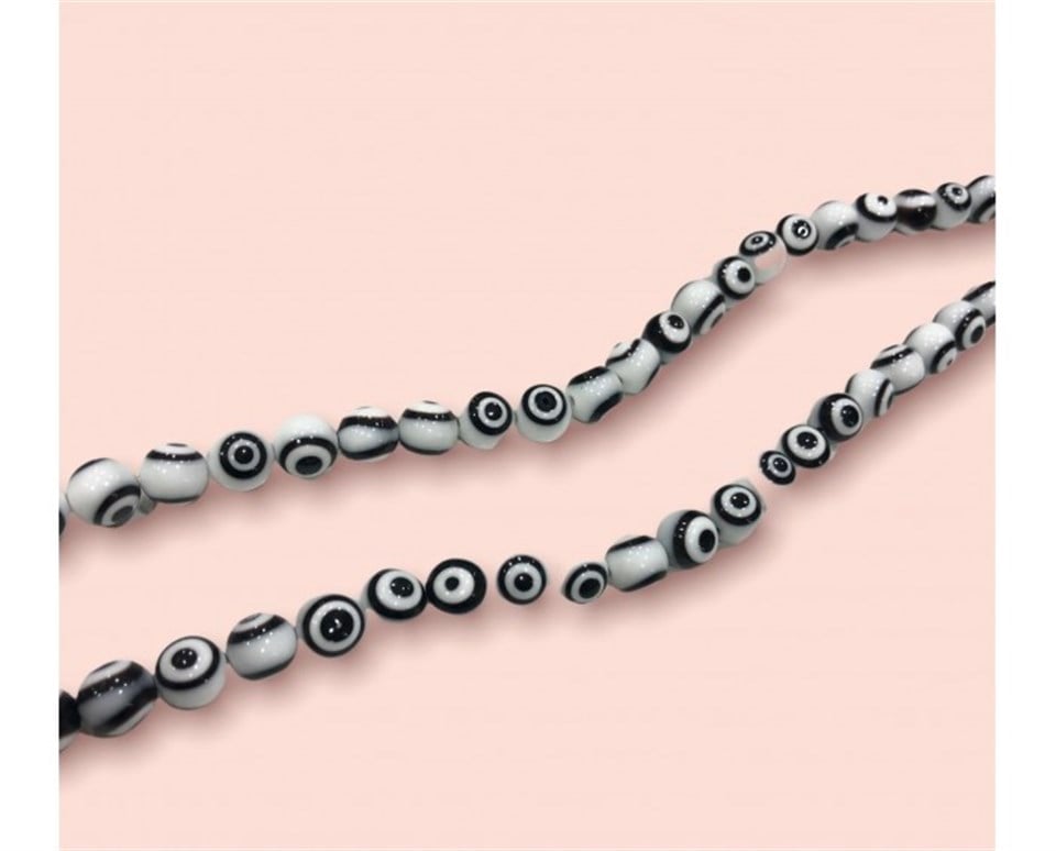 Düzenli Beyaz Dizi Nazar Boncuk Model 10 MM