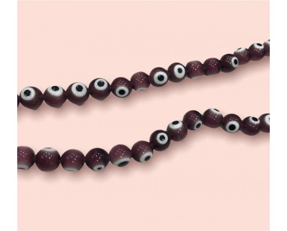 Düzenli Mor Ametist Dizi Nazar Boncuk Model 10 MM