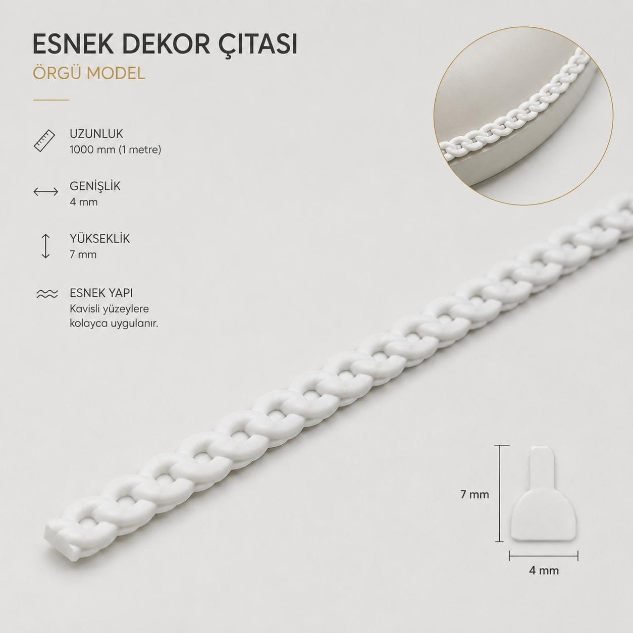 Esnek Çıta Bükülebilir 1 Metre ÖRGÜ Çıta 4x7 MM