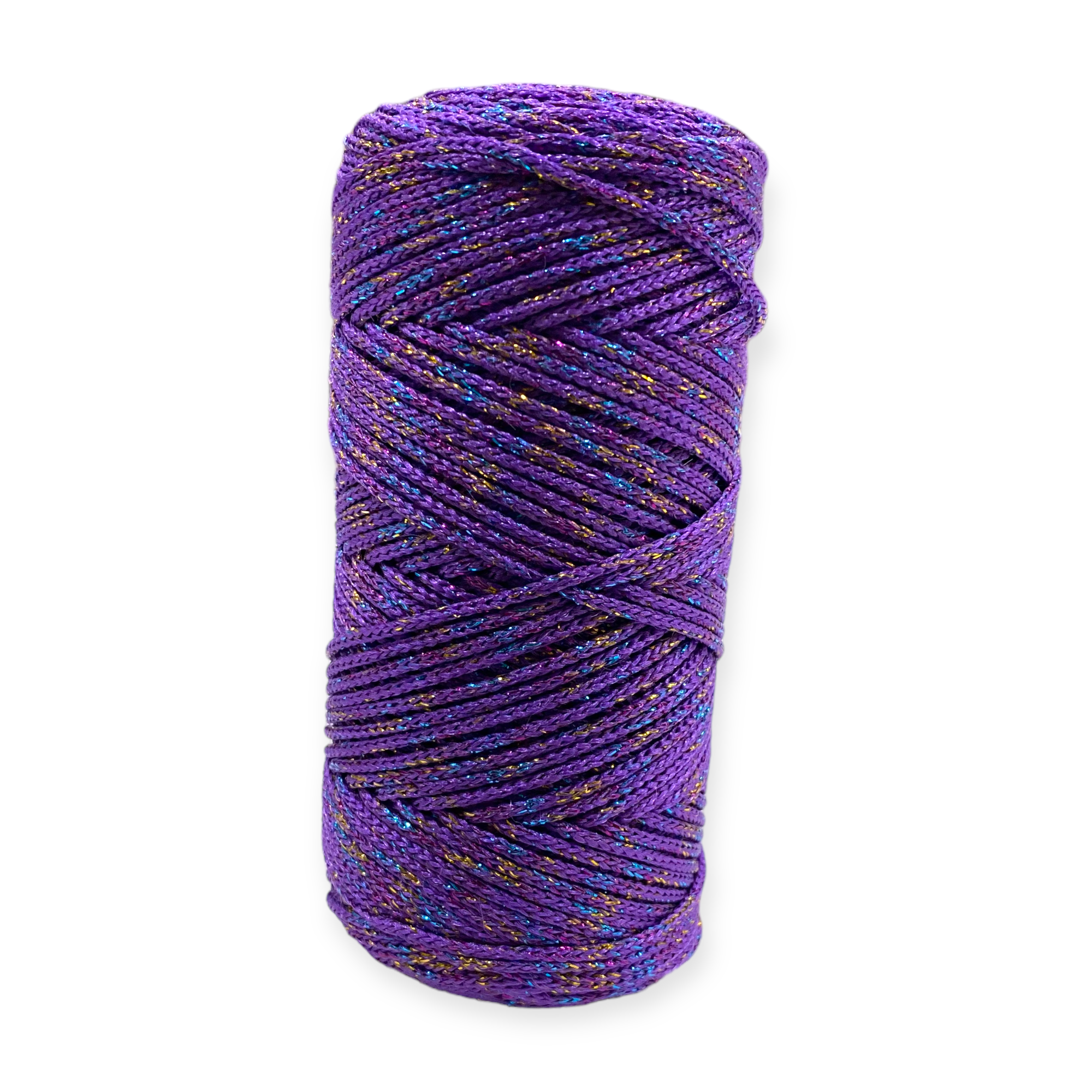 Fold Yarn, Simli Makrome İpi Ebruli Mor