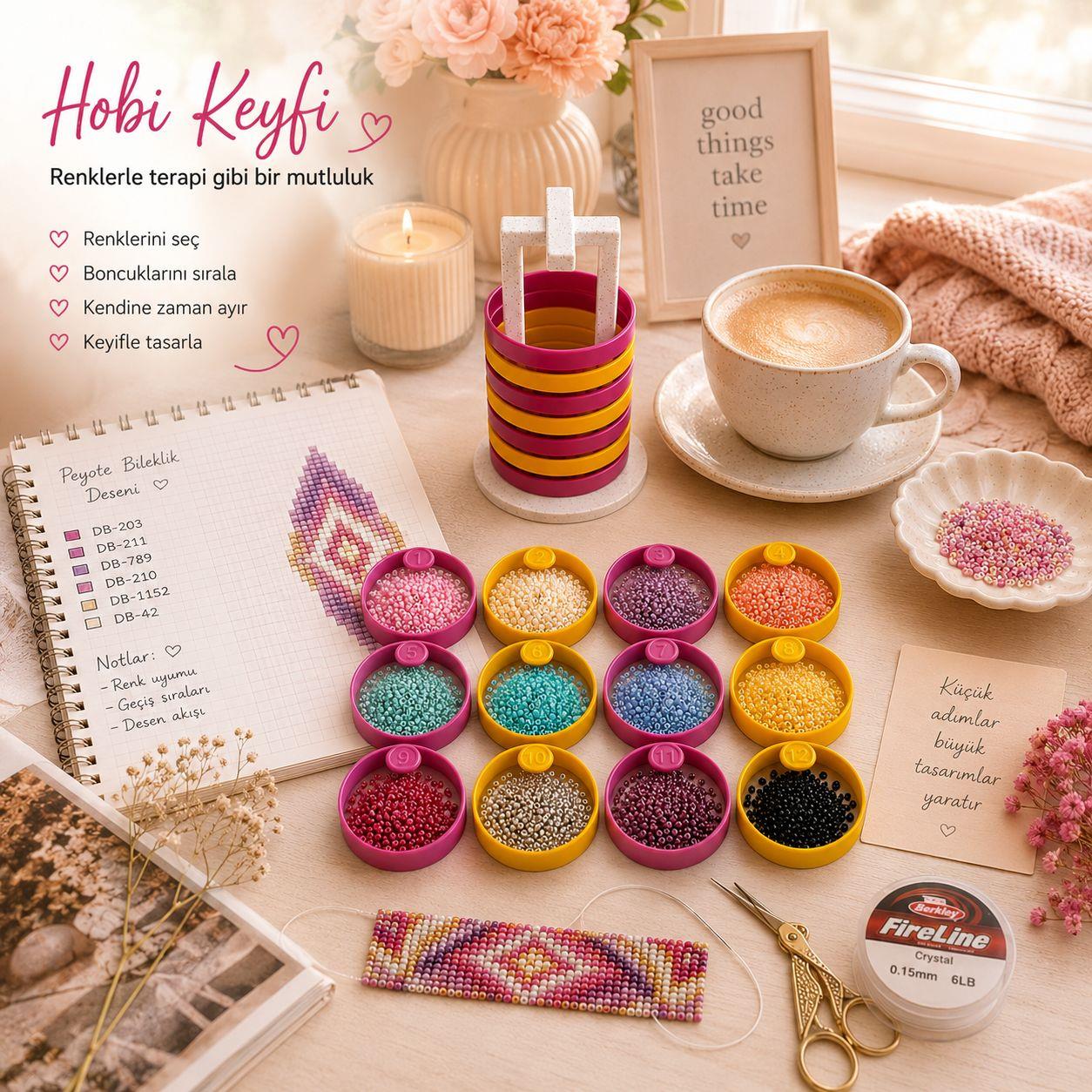 Halka Boncuk Organizeri 12li Set - Numaralı ve Çift Renk