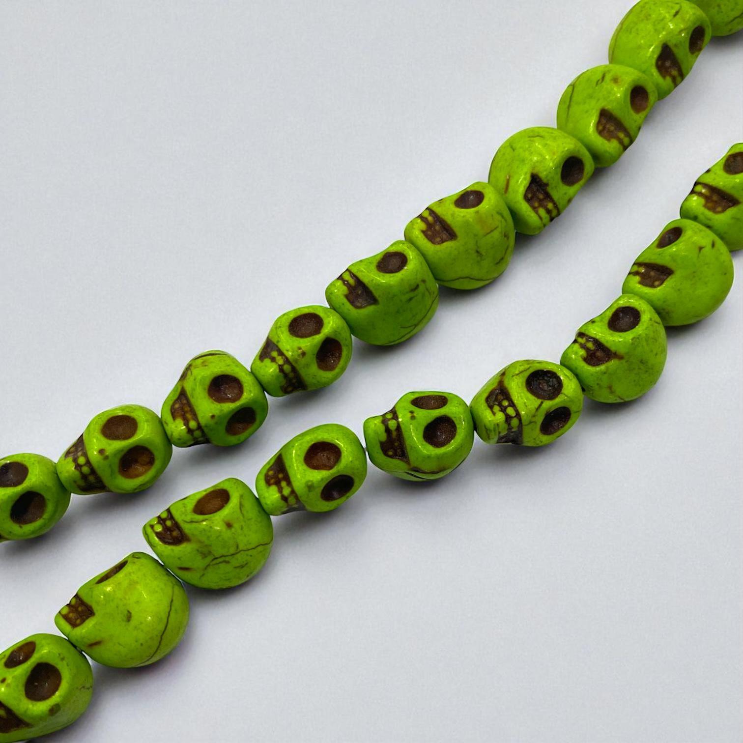 Havlit (Howlite) Kafatası Dizi Doğal Taş 10 MM Yeşil