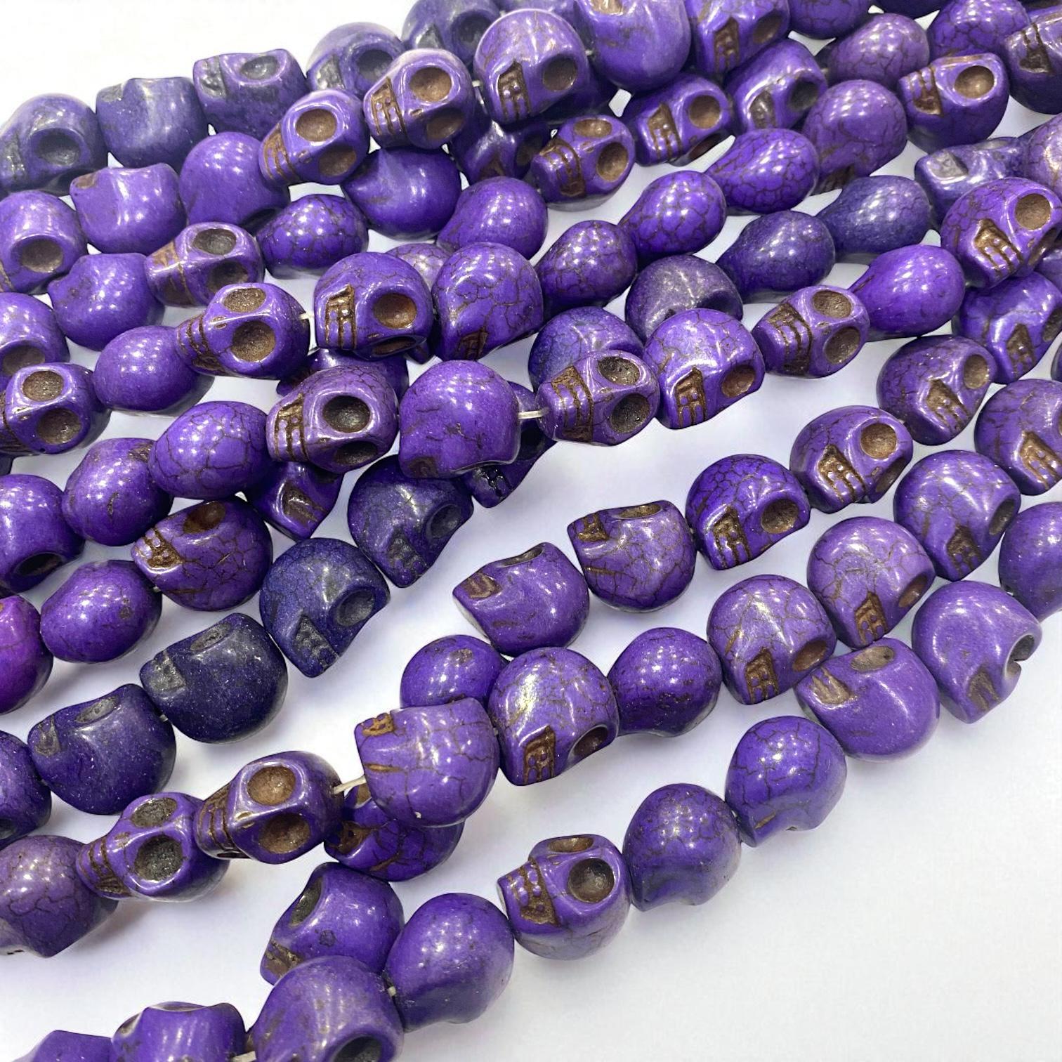 Havlit (Howlite) Kafatası Dizi Doğal Taş 12 MM Mor