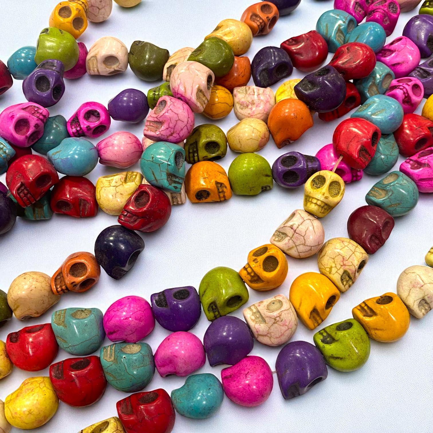Havlit (Howlite) Kafatası Dizi Doğal Taş 12 MM Karışık Renkli
