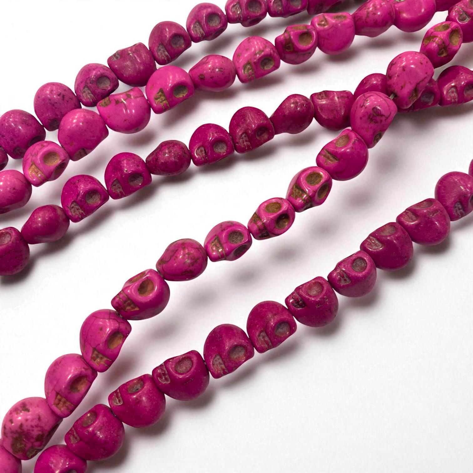 Havlit (Howlite) Kafatası Dizi Doğal Taş 10 MM Pembe