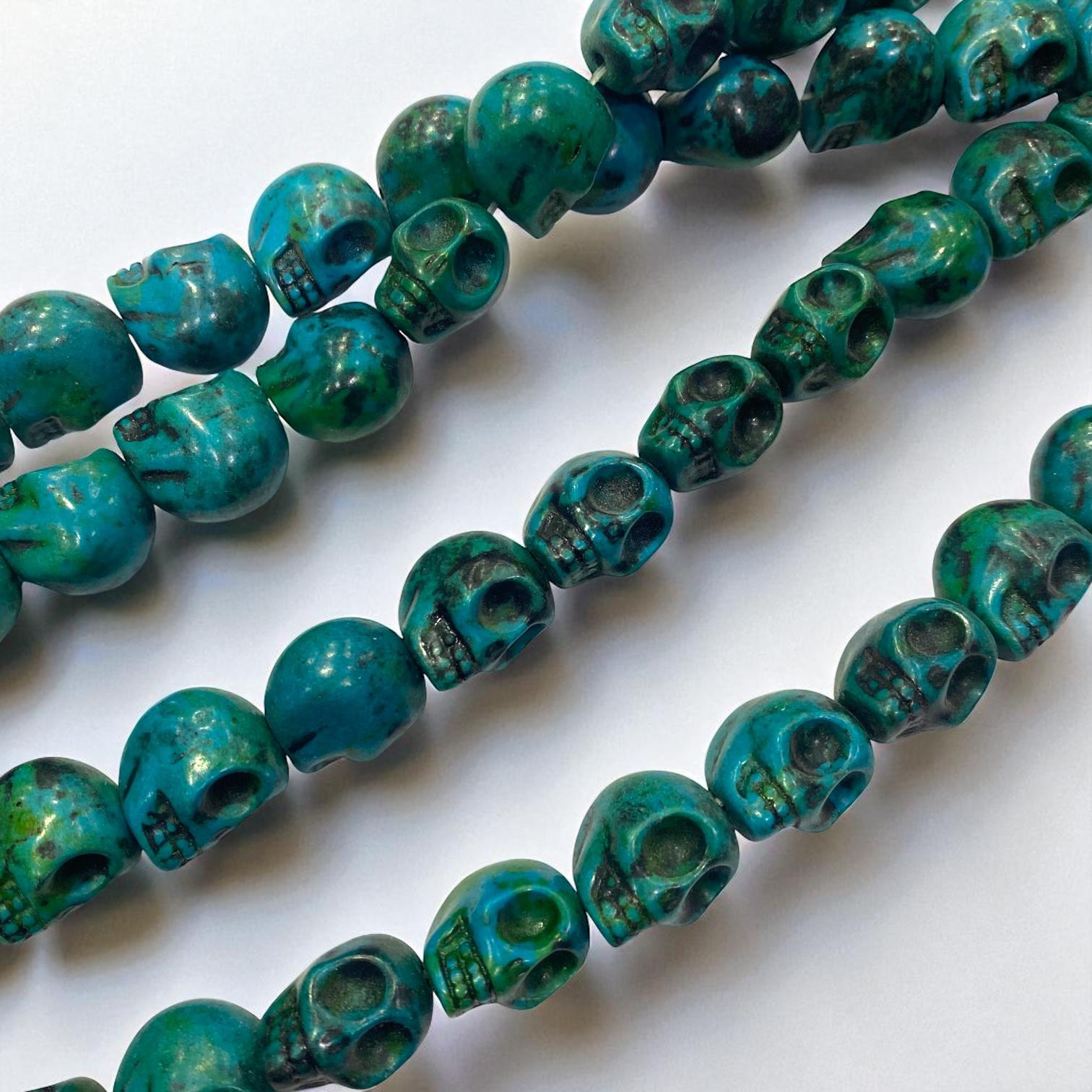 Havlit (Howlite) Kafatası Dizi Doğal Taş 12 MM Alacalı