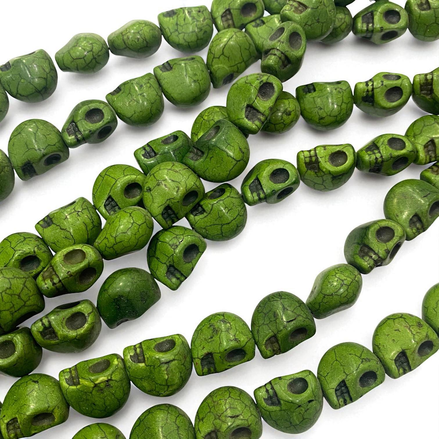 Havlit (Howlite) Kafatası Dizi Doğal Taş 12 MM Yeşil