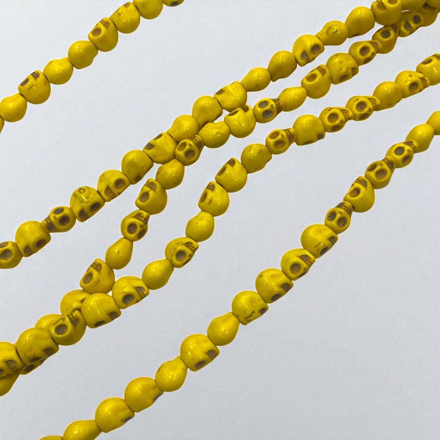 Havlit (Howlite) Kafatası Dizi Doğal Taş 8 MM Sarı