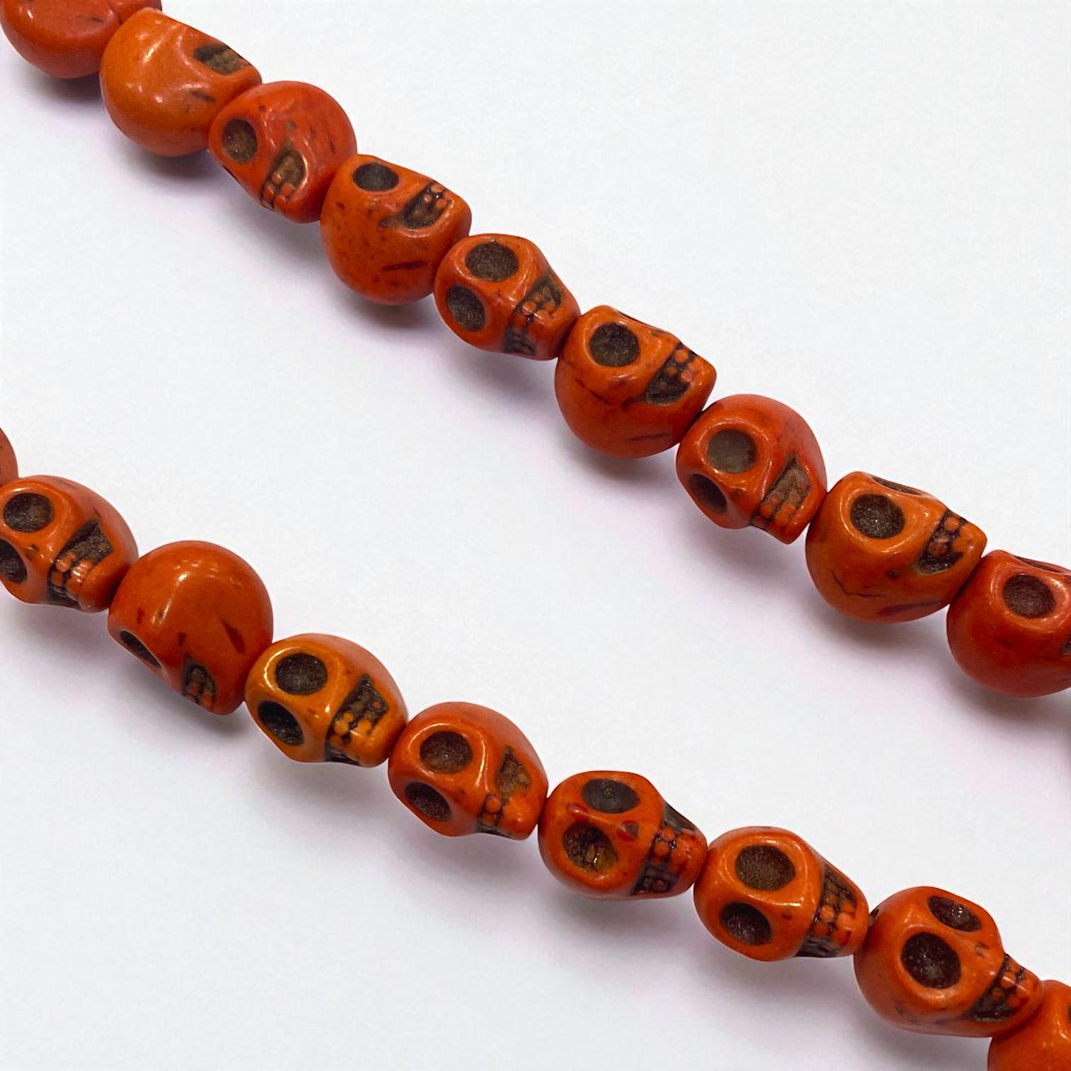 Havlit (Howlite) Kafatası Dizi Doğal Taş 10 MM Turuncu