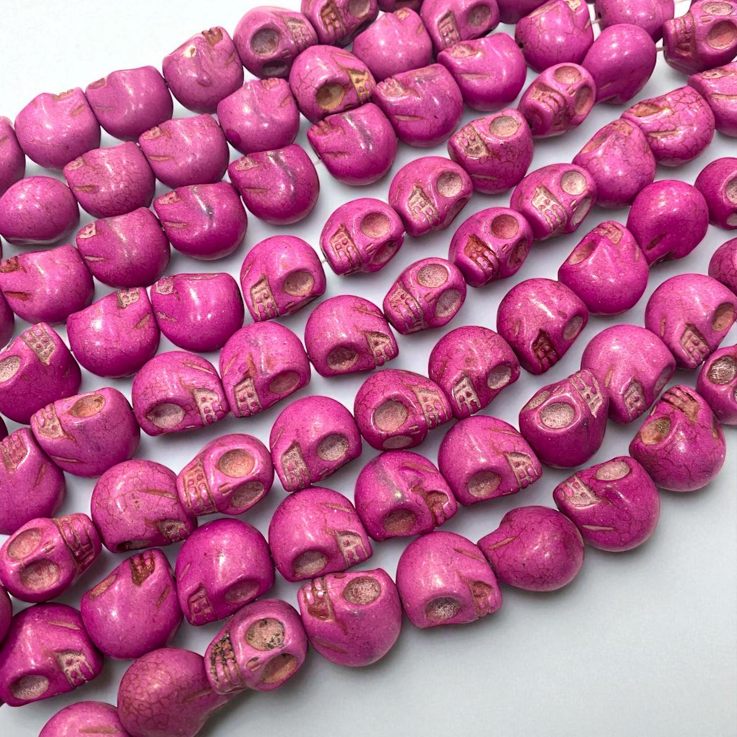 Havlit (Howlite) Kafatası Dizi Doğal Taş 12 MM Pembe