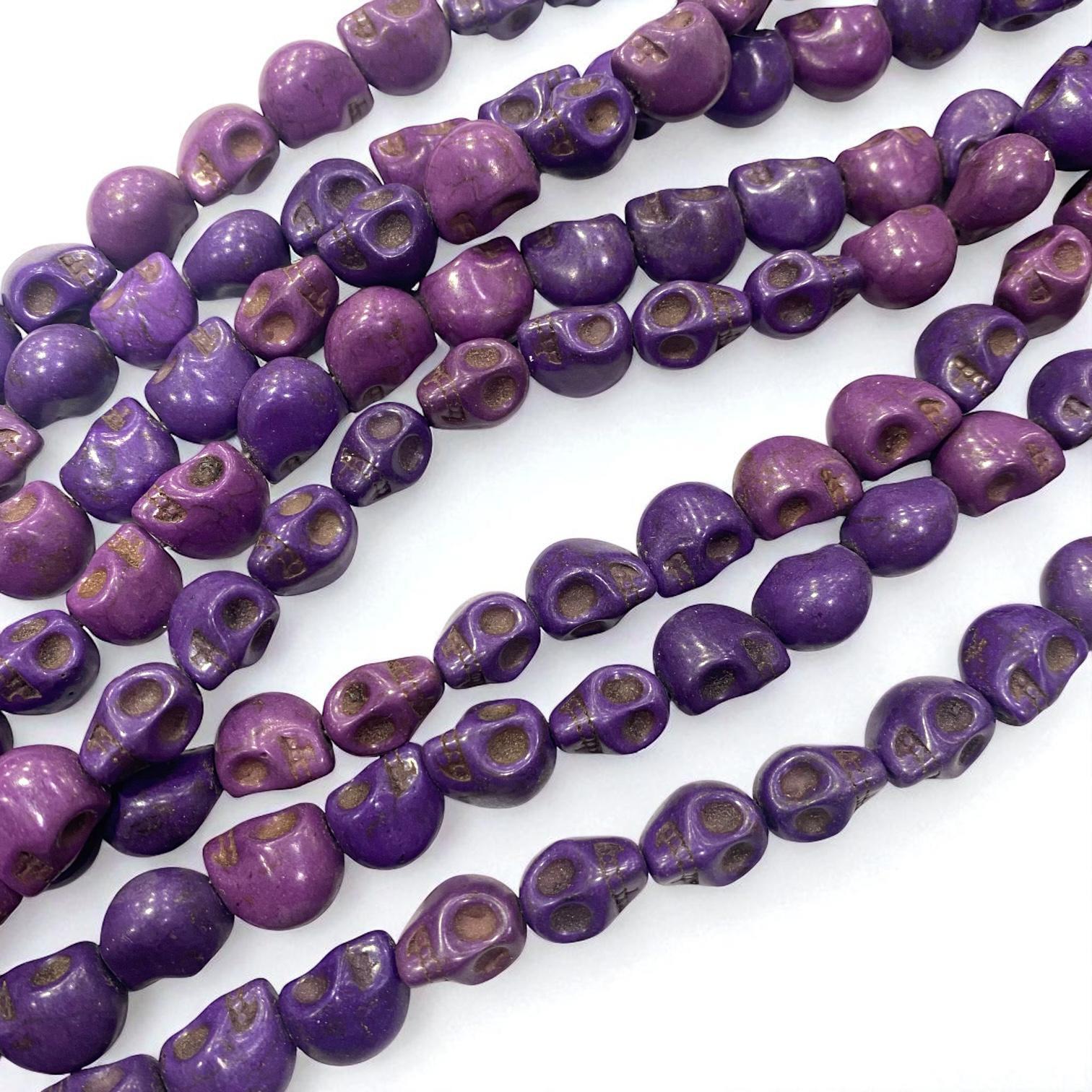 Havlit (Howlite) Kafatası Dizi Doğal Taş 10 MM Mor 