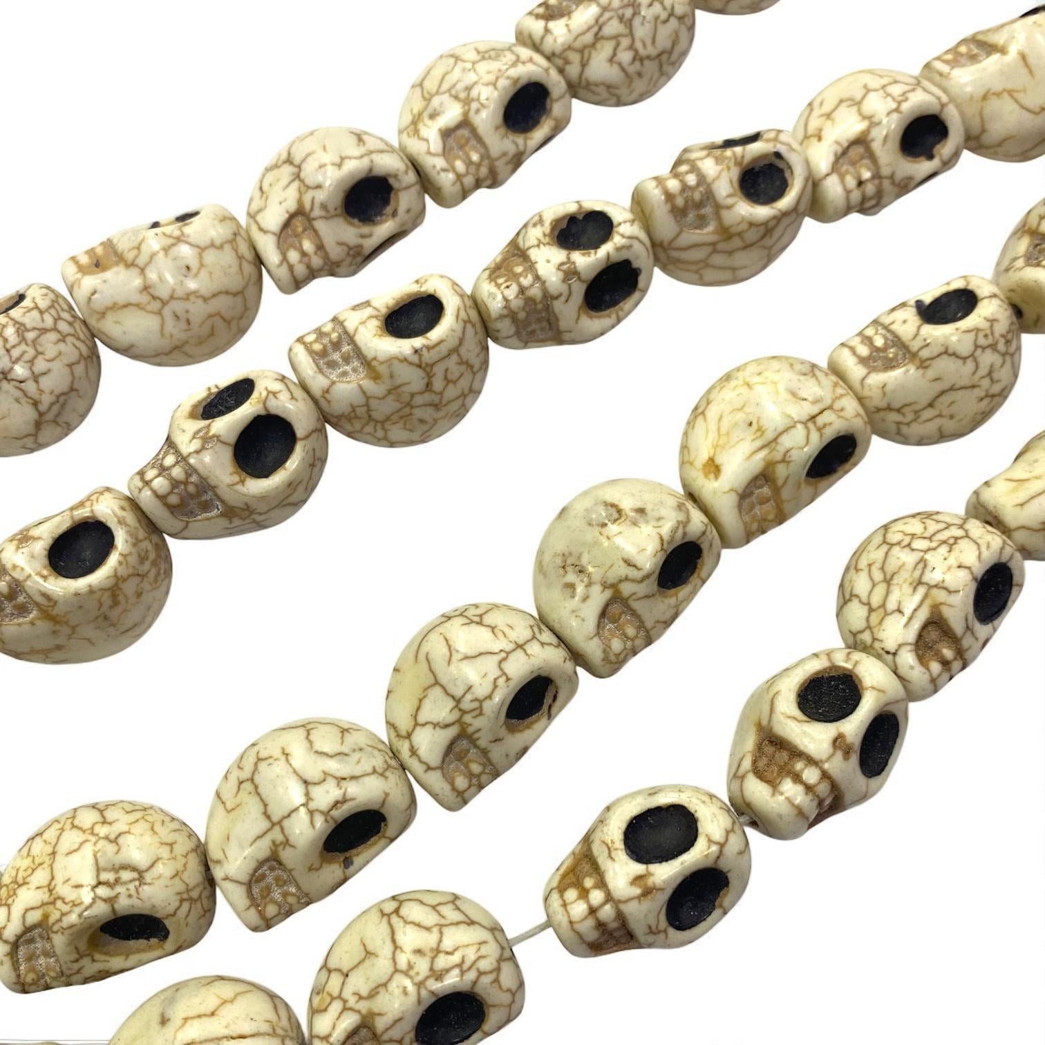 Havlit (Howlite) Kafatası Dizi Doğal Taş 12 MM Krem
