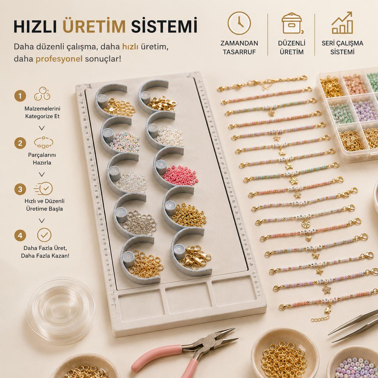 İkili Set - Boncuk, Takı Malzemeleri Düzenleyici Standlı