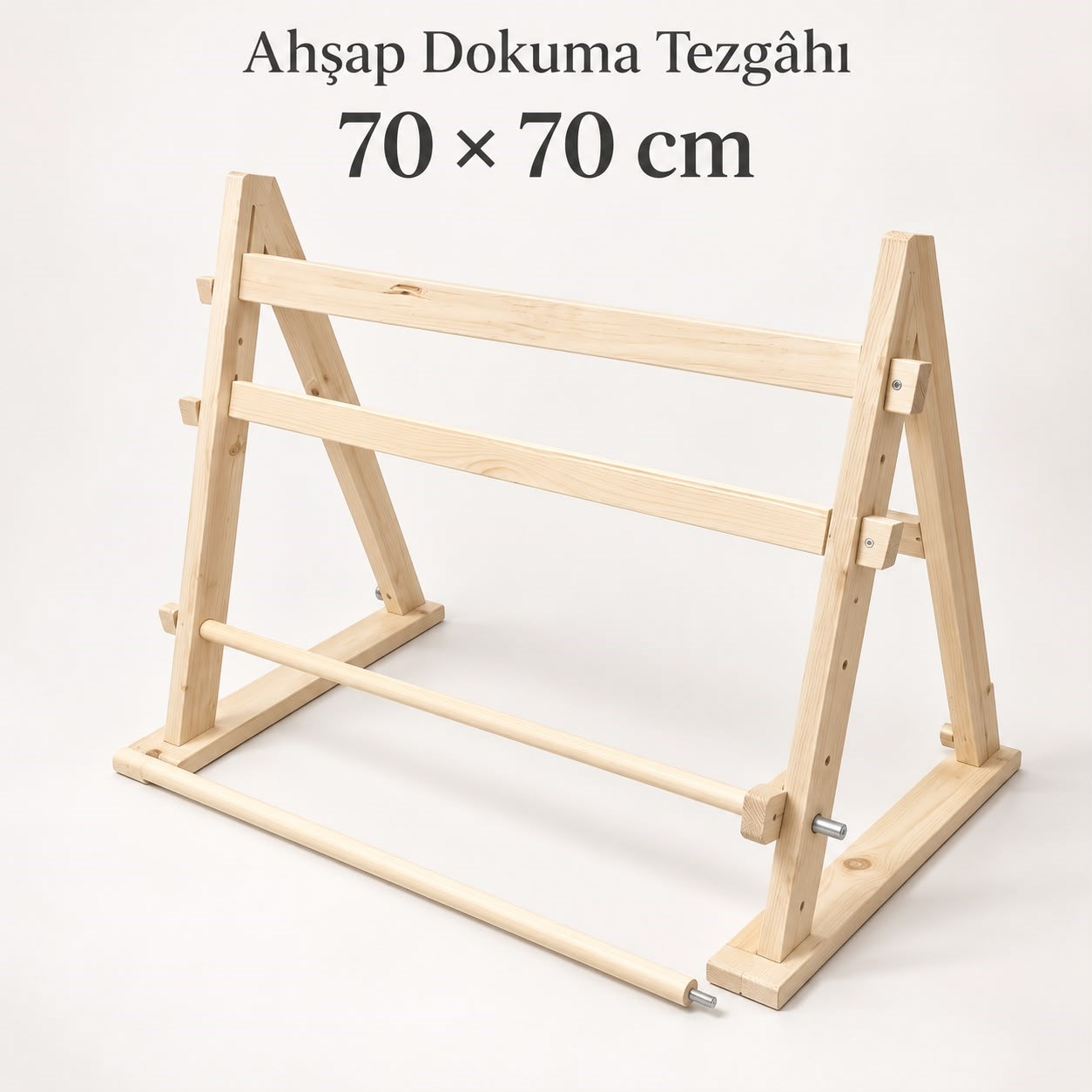 İlmek Atölyesi – No:2 Ayaklı Ahşap Dokuma Tezgâhı | 70 × 70 cm