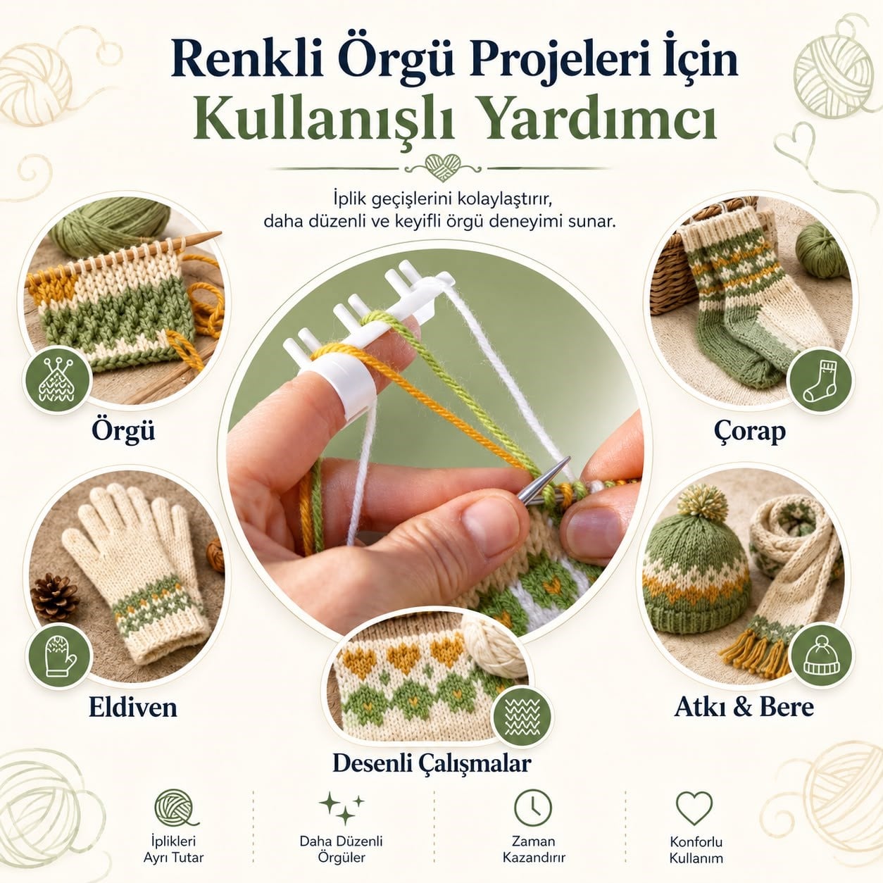 İplik Kılavuzu Parmak Tutucu (Çubuk Tipi)