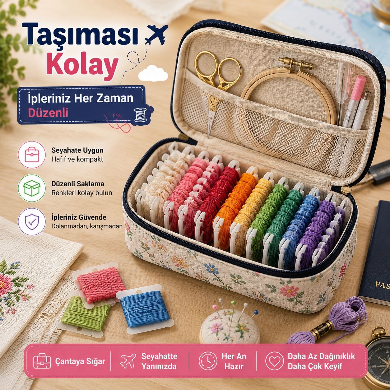 İplik Sarma Kartı – Düzenli ve Pratik Saklama Çözümü (20 Adet)