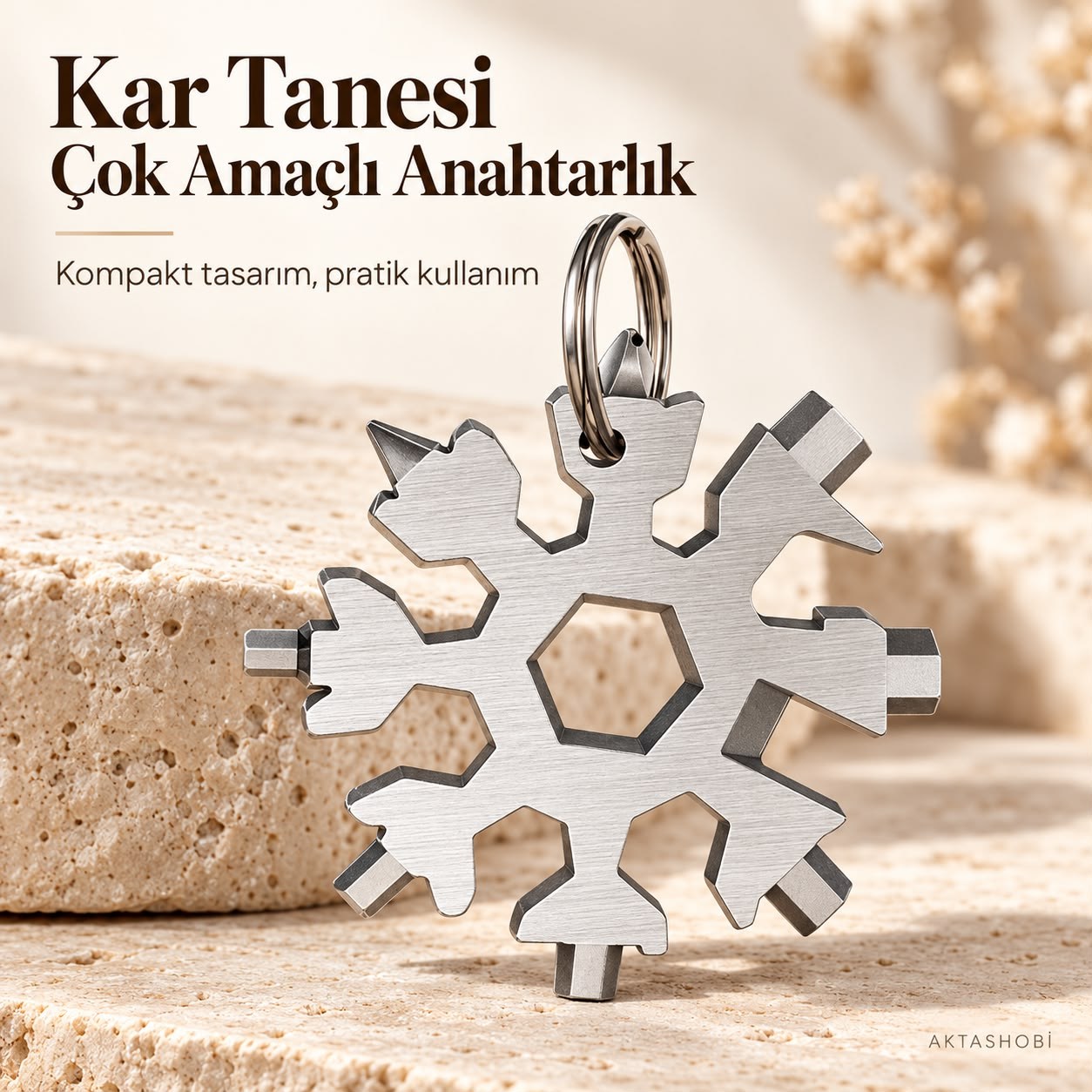 Kar Tanesi Çok Amaçlı Anahtarlık El Aleti 18 Fonksiyonlu