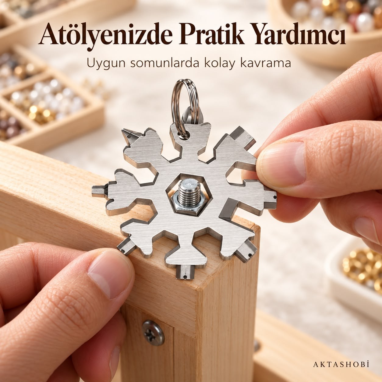 Kar Tanesi Çok Amaçlı Anahtarlık El Aleti 18 Fonksiyonlu