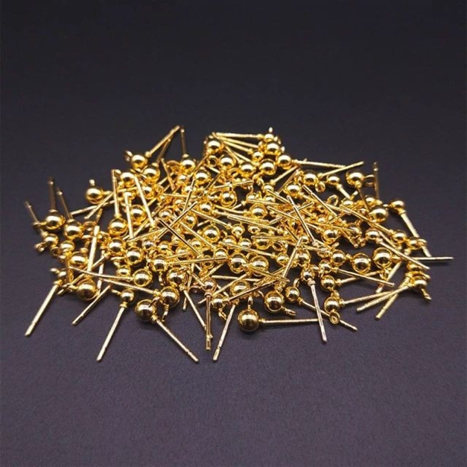 Kararmaz Gold Topuz Küpe Klips Çift 
