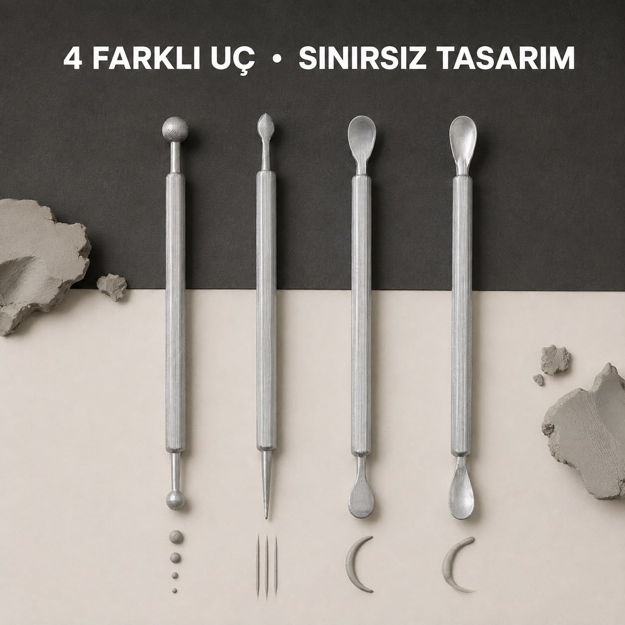Kil Şekillendirme Hobi Aparatları – 4lü Çift Uçlu Set