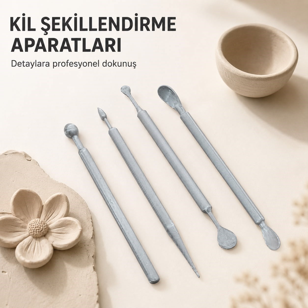 Kil Şekillendirme Hobi Aparatları – 4lü Çift Uçlu Set