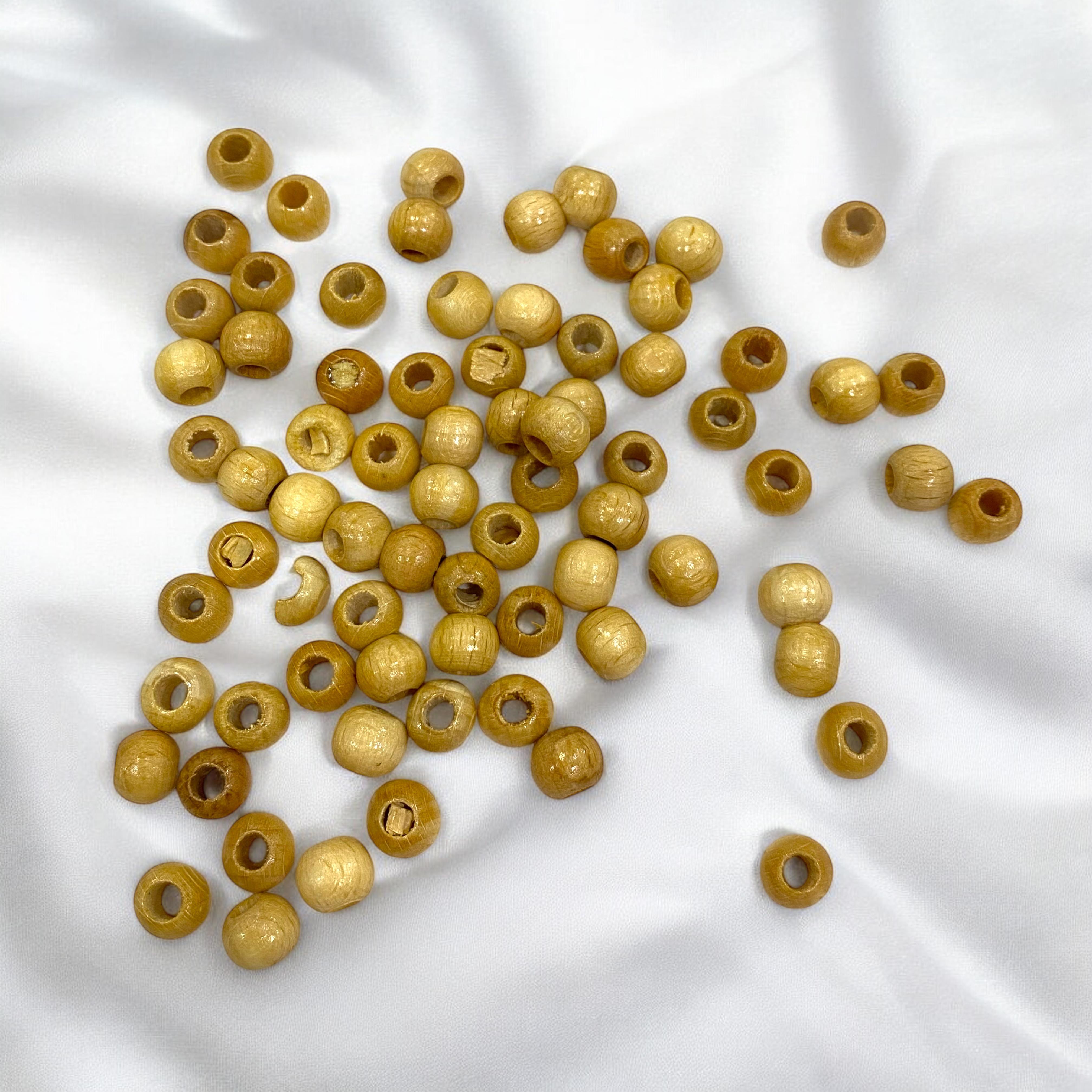 Krem 8 MM Ahşap Boncuk 10 Gram