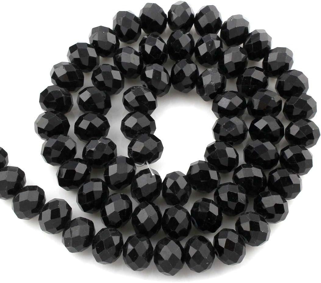 Kristal Dizi Cam Boncuk (10 mm) Siyah