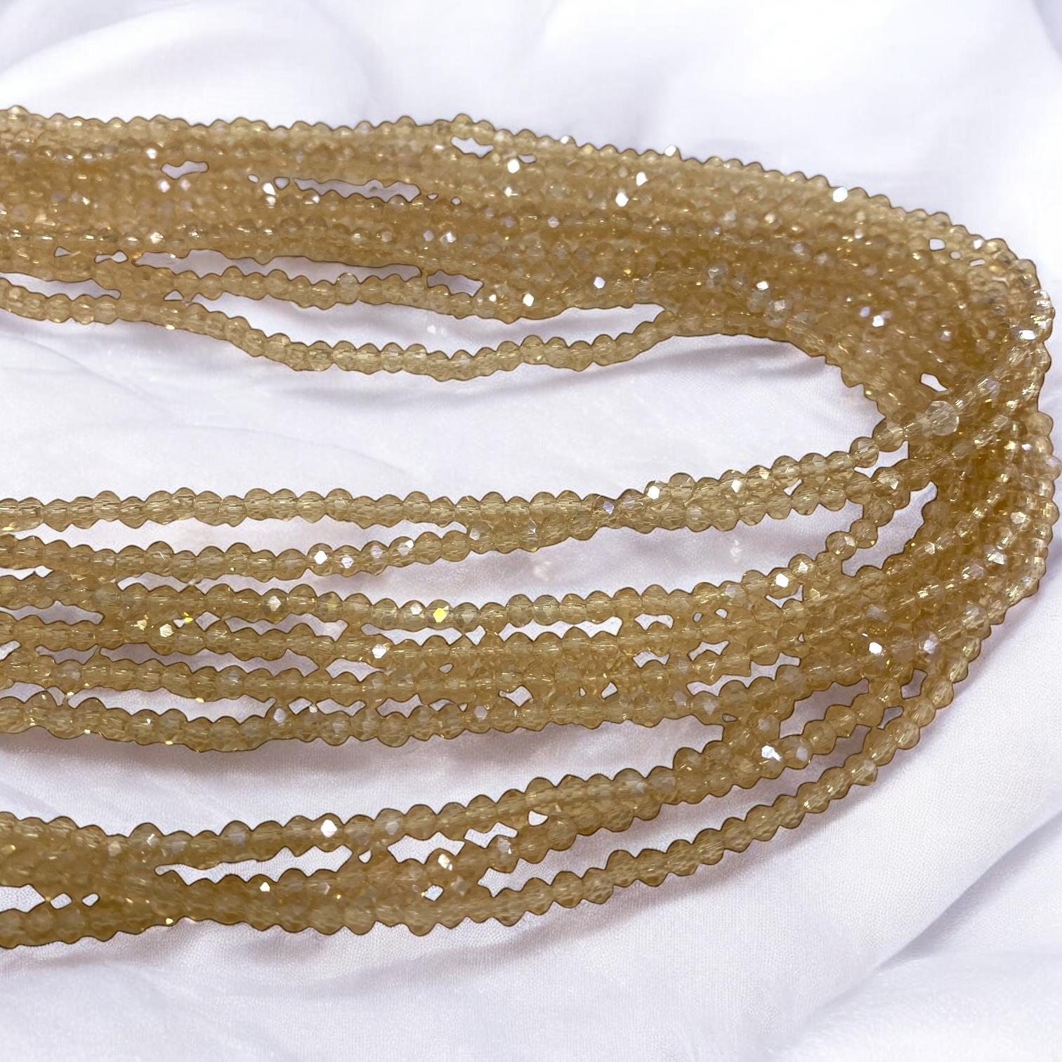 Kristal Dizi Cam Boncuk (2 mm) Amber