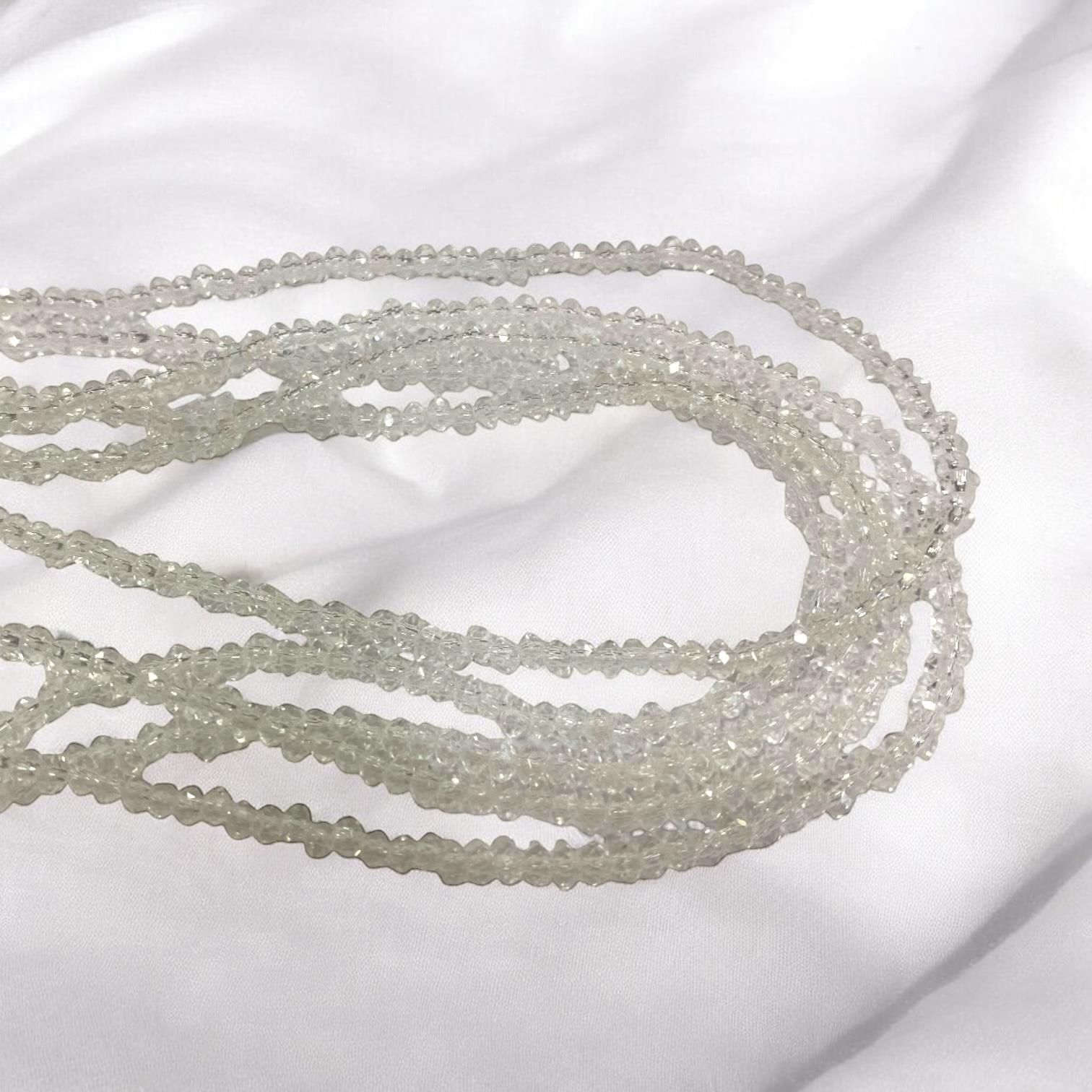 Kristal Dizi Cam Boncuk (2 mm) Sedef Beyaz