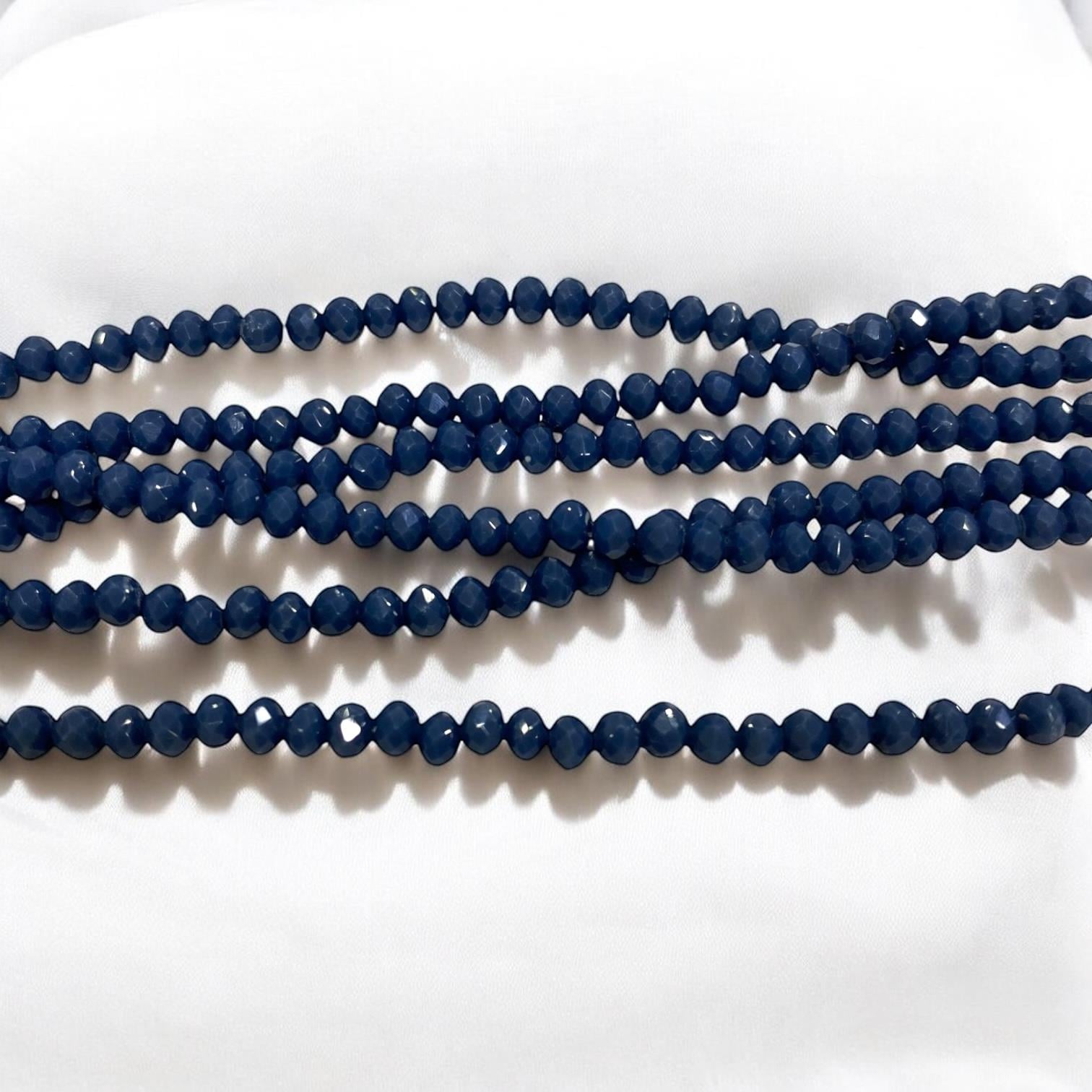 Kristal Dizi Cam Boncuk (3 mm) Koyu Jean