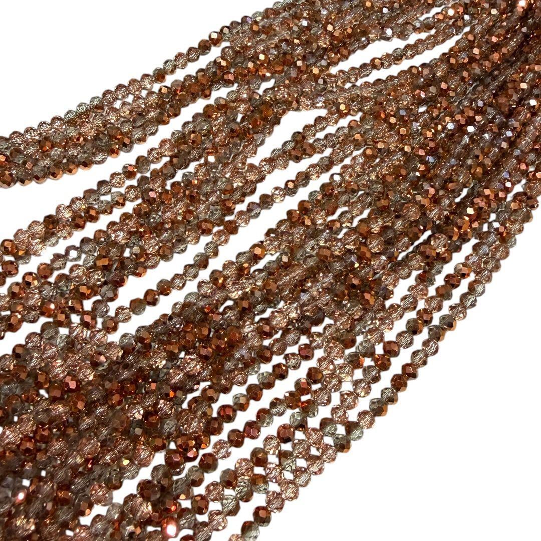 Kristal Dizi Cam Boncuk (4 mm) Luxury Rose