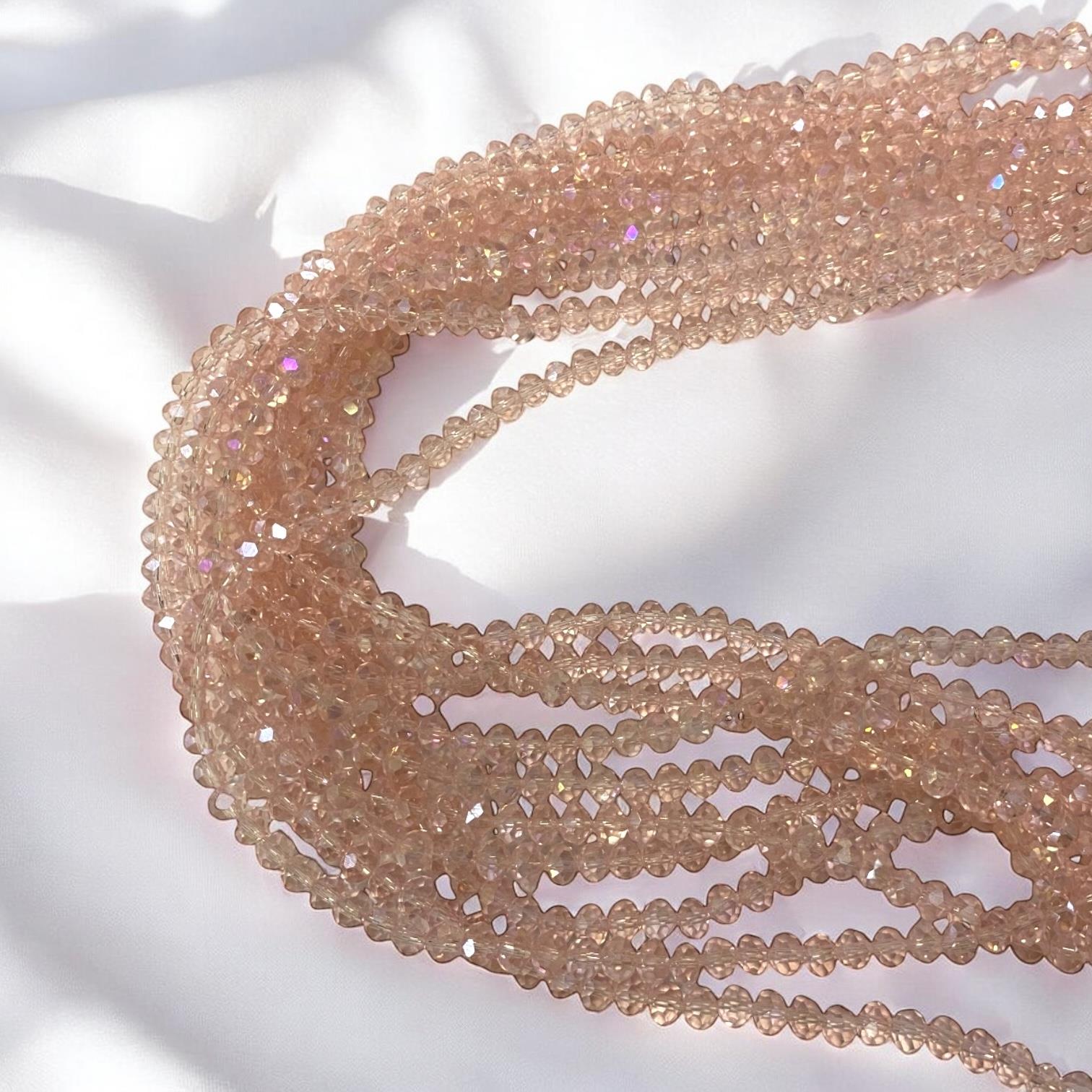 Kristal Dizi Cam Boncuk (6 mm) Opak Pembe