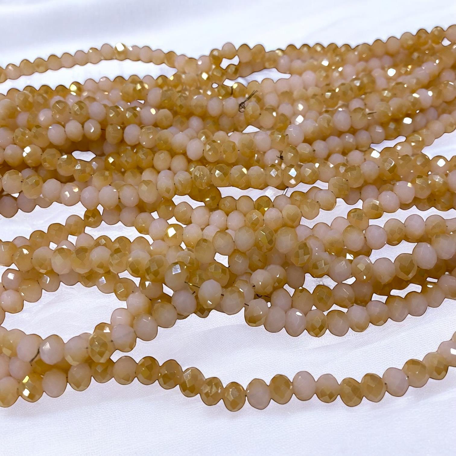 Kristal Dizi Cam Boncuk (6 mm) Pudra - Somon