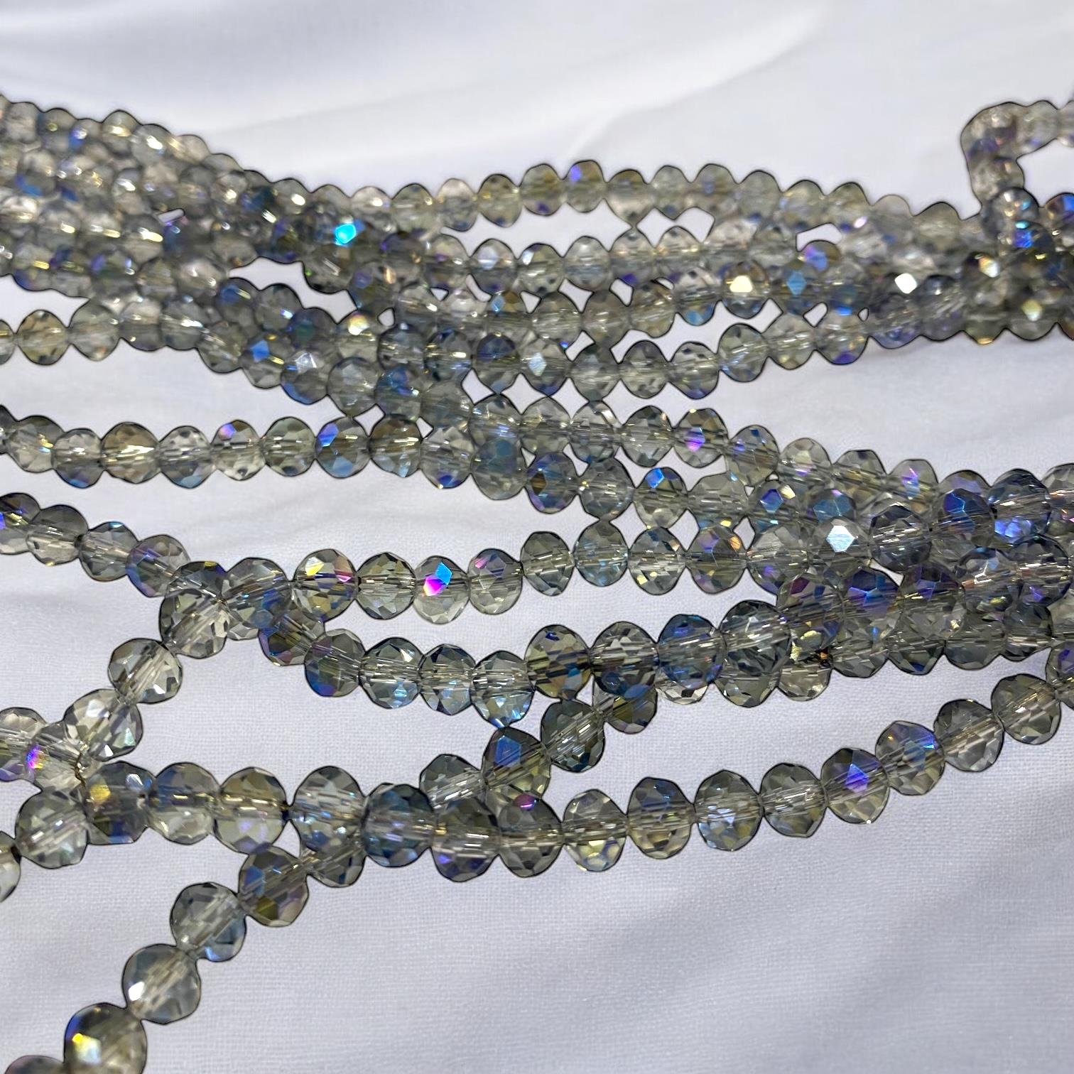 Kristal Dizi Cam Boncuk (6 mm) Sedef Mavi