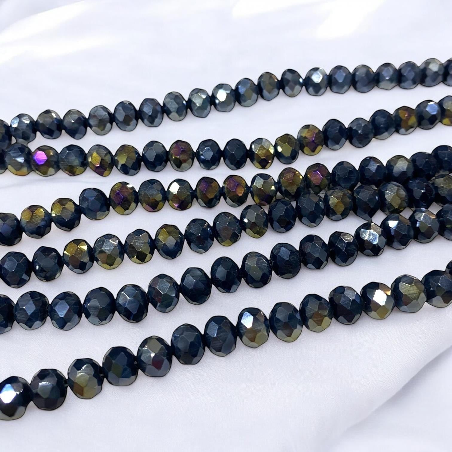 Kristal Dizi Cam Boncuk (8 mm) Vintage Mavi