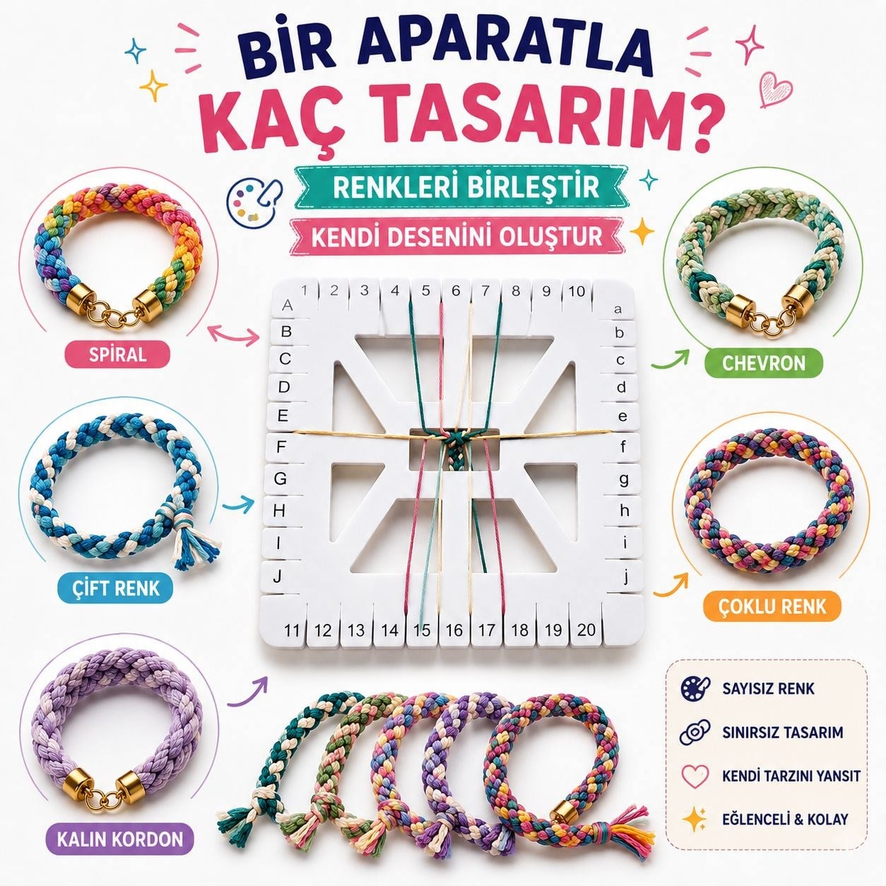 Kumihimo Kare Makrome Örgü Takip Aparatı