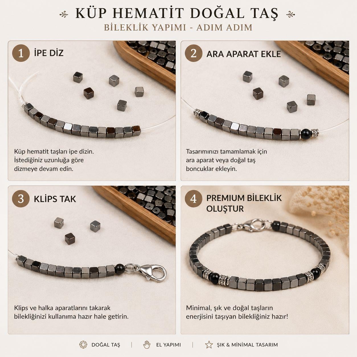 Küp 5x5 Hematit Dizi Doğal Taş